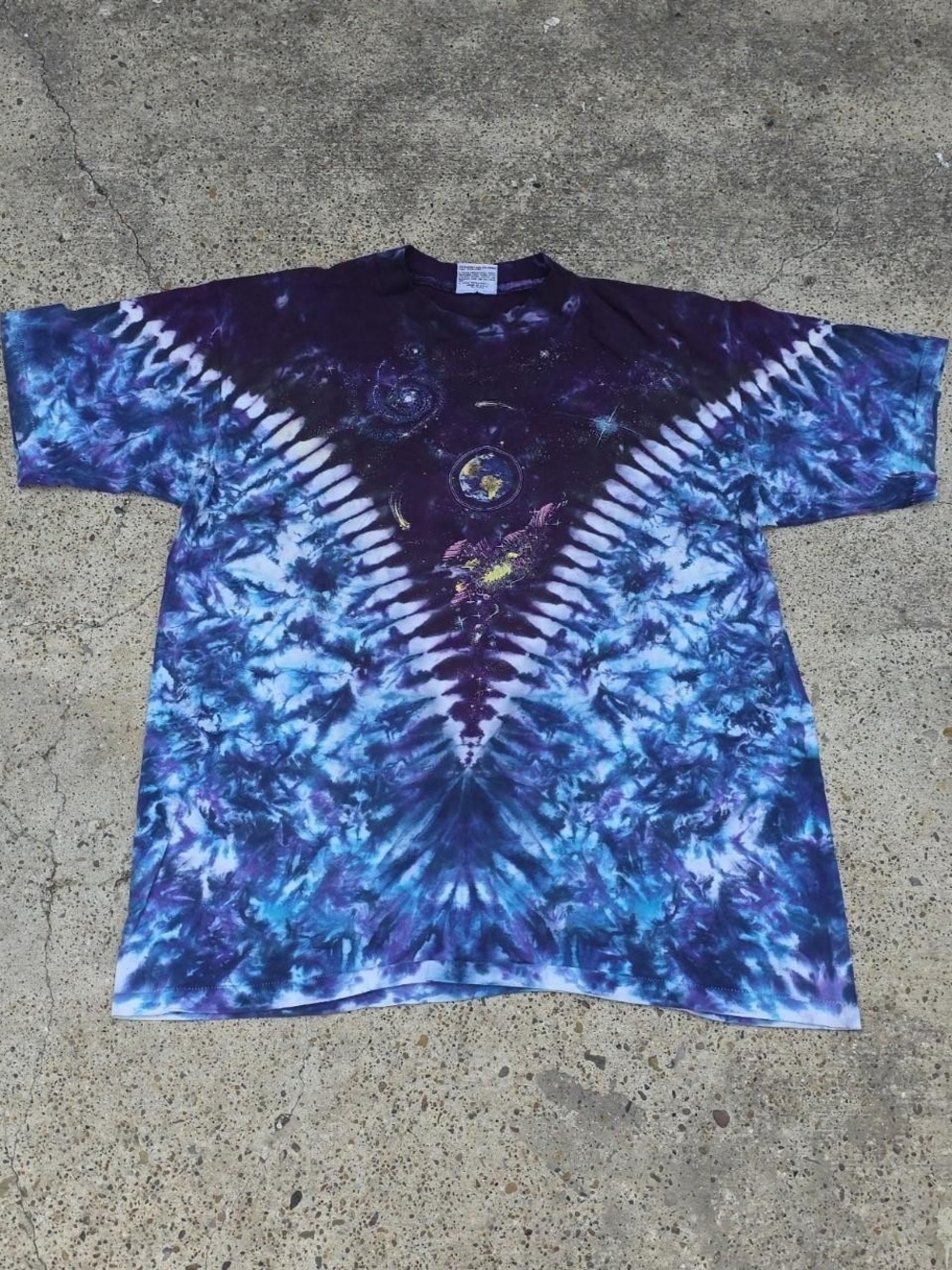 Vintage Liquid Blue 1990 Tie Dye Galaxy Shirt Single Stitch XL